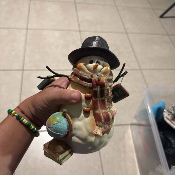 Unbranded Other - Teacher Snowman Figurine with Globe and ABC Chalkboard Christmas Decor